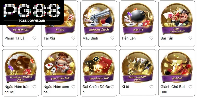Điểm qua một số trò chơi hấp dẫn tại Game bài PG88
